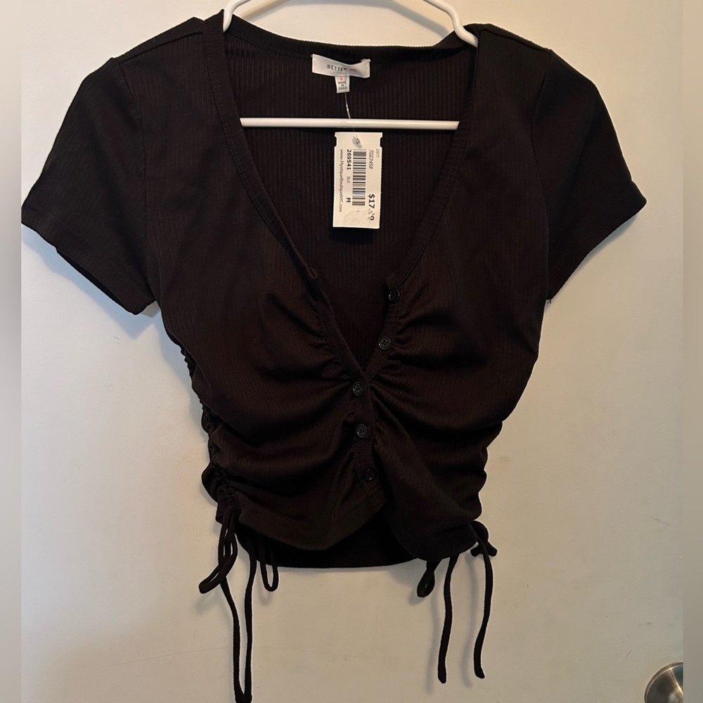 Black Buttoned Crop Top